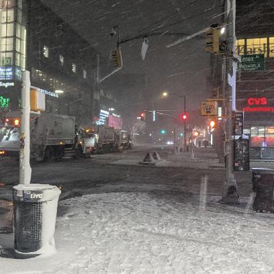 Convoy of Snowplows during the blizzard, Harlem, NYC, USA in late February 2026 – by Will Coley