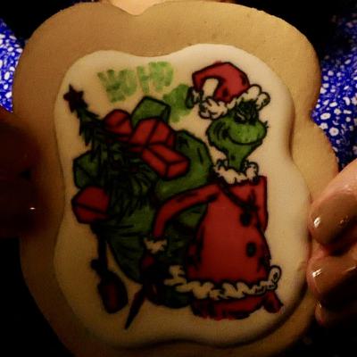 ASMR Coloring a Grinch Sugar Cookie with Edible Markers