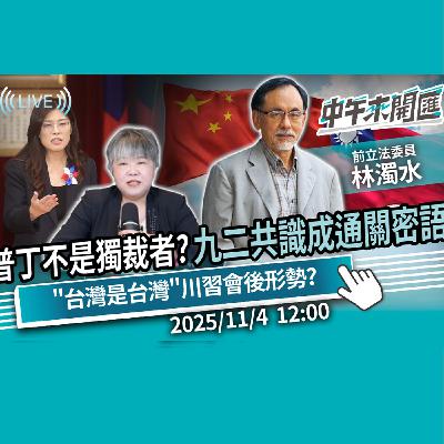 普丁不是獨裁者？九二共識成兩岸通關密語？台灣是台灣！川習會後形勢？ft.林濁水｜黃光芹-中午來開匯【CNEWS】2025/11/4