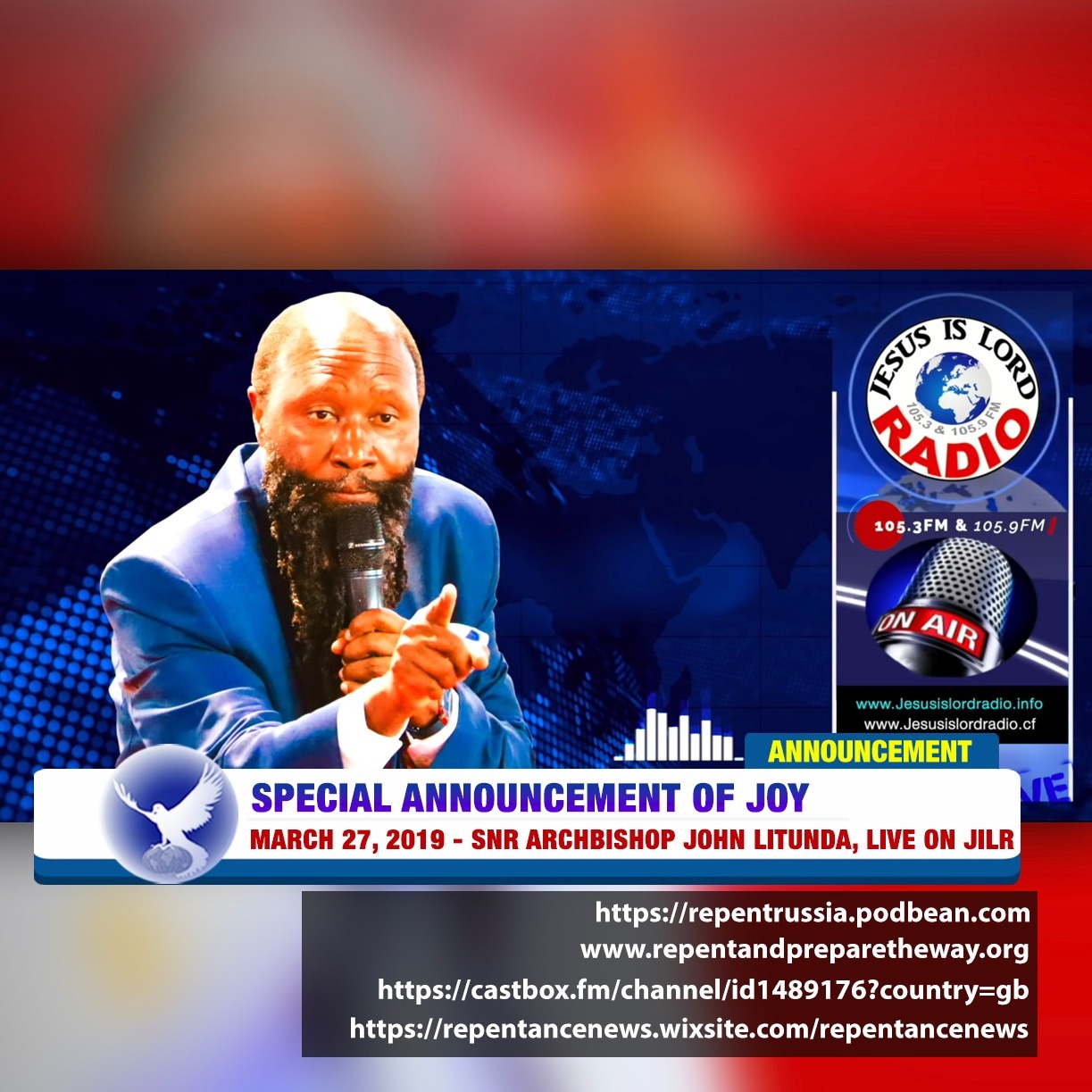 EPISODE 489 - 27MAR2019 - SPECIAL ANNOUNCEMENT OF JOY - SNR ARCHBISHOP JOHN LITUNDA episode artwork