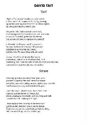 Two poems by David Tait from Issue One Two poems by David Tait from Issue One