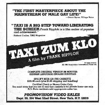 Episode 3: Frank Ripploh's TAXI ZUM KLO (1980)
