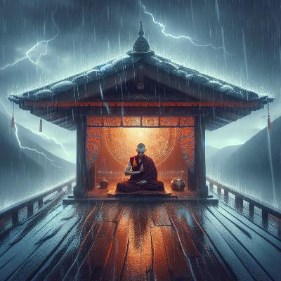 438. Tranquil Storm Symphony: Rooftop Rain & Tibetan Echoes for Positive Energy (9 Hours)