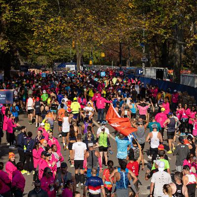 New Yorkers celebrate the NYC Marathon from Junior's Restaurant