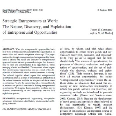 24- Strategic Entrepreneurs at Work The Nature, Discovery, and Exploitation of Entrepreneurial Oppor