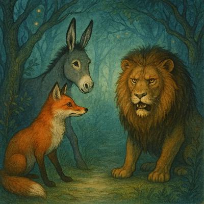 O Burro, a Raposa e o Leão - Esopo