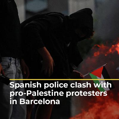 Spanish police clash with pro-Palestine protesters in Barcelona | #ajshorts