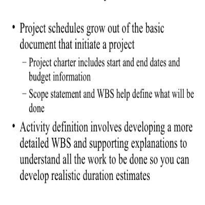 Create A Realistic Project Schedule - Define Project Activities!