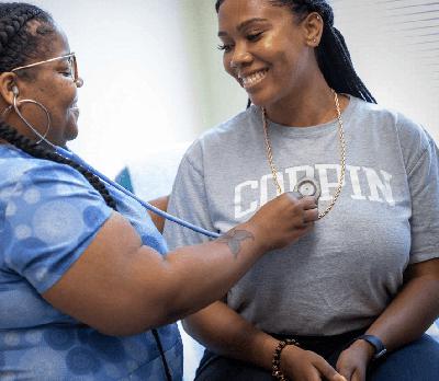 Dr. Denyce Watties-Daniels preps Nestor for the reality of a nursing career at Coppin State Dr. Denyce Watties-Daniels preps Nestor for the reality of a nursing career at Coppin State