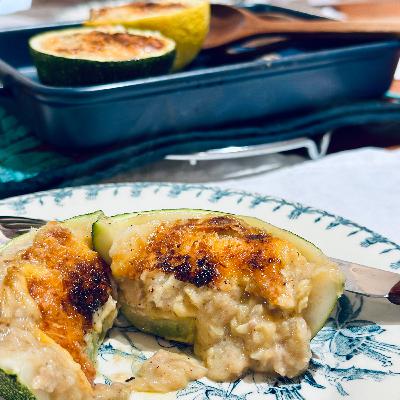 #14　16品目：焦げを制するものは…(ズッキーニに美味しいもの詰めてみた)