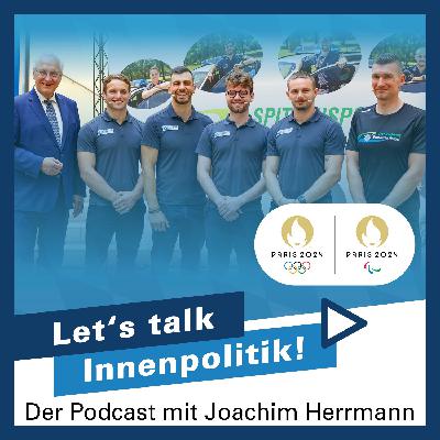 Bayerische Raute trifft Olympische Ringe: Das Spitzensport-Team der Bayerischen Polizei für Paris. Bayerische Raute trifft Olympische Ringe: Das Spitzensport-Team der Bayerischen Polizei für Paris.