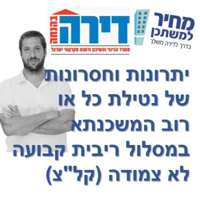 פרק מספר 55 - מחיר למשתכן / דירה בהנחה - יתרונות וחסרונות של נטילת כל או רוב המשכנתא במסלול ריבית קבועה לא צמודה (קל"צ)