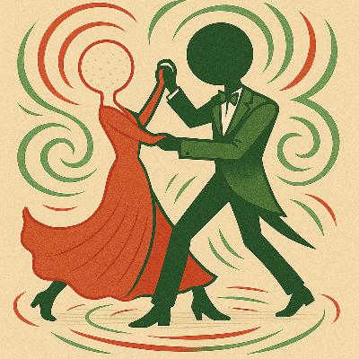 Dos bailarines ondulando el espacio-tiempo