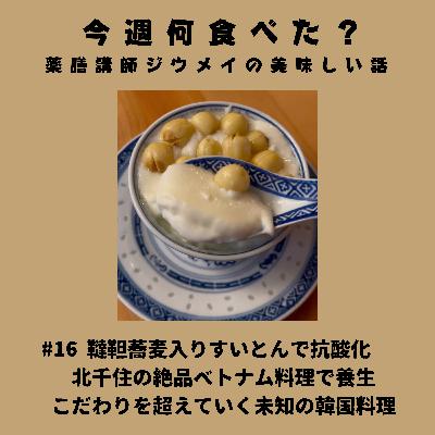 #16 韃靼蕎麦入りすいとんで抗酸化/北千住の絶品ベトナム料理で養生/こだわりを超えていく未知の韓国料理