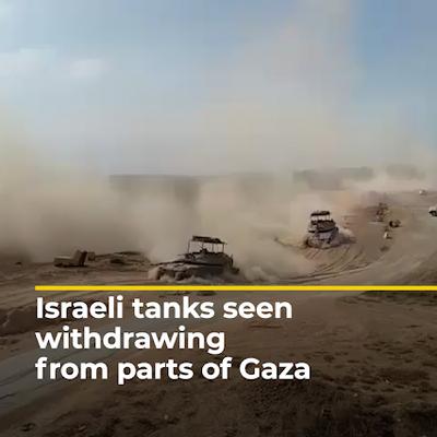 Video shows Israeli tanks reportedly pulling back from Gaza front line | AJ #shorts