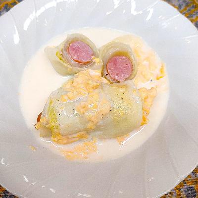 🥣『 大根と白菜とウィンナーロールのあったかクリームスープ 』🧄🧡