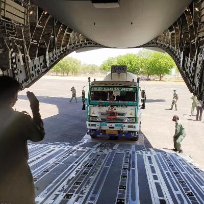 The Indian Air Force transported more oxygen containers on its 2nd day of operations.