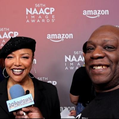Lynn Whitfield interviews with Walil Archer at the 56th NAACP Image Awards Nominee Reception