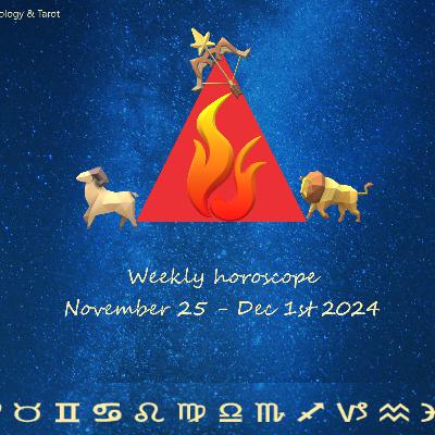 Weekly horoscope November 25 - Dec 1st 2024: Mercury rx begins. Weekly horoscope November 25 - Dec 1st 2024: Mercury rx begins.