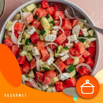 Alvorada Gourmet - Salada de melancia com queijo minas e manjericão