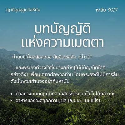 หะดีษ 30/7 บทบัญญัติแห่งความเมตตา (เรื่องที่ไม่มีบทบัญญัติ)