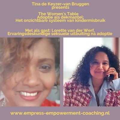 The Women's Table: Adoptie als dekmantel: het onzichtbare systeem van seksuele kinderuitbuiting, met als gast Lorette van der Werf The Women's Table: Adoptie als dekmantel: het onzichtbare systeem van seksuele kinderuitbuiting, met als gast Lorette van der Werf