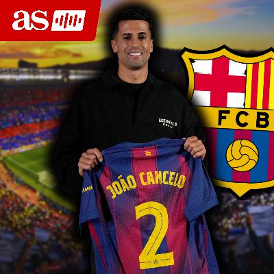 Joao Cancelo atiende la rueda de prensa como nuevo jugador del Barça