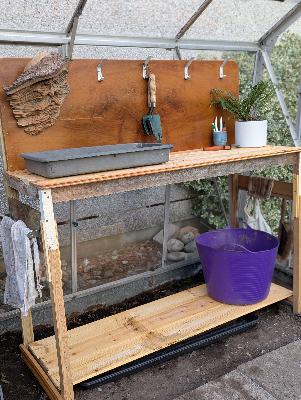 Potting bench from scrap wood