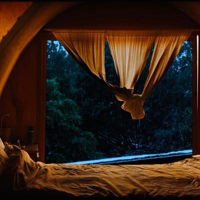 Rainy Afternoon w/ Open Window & Little fireplace