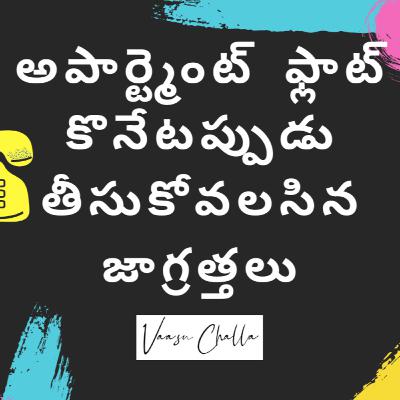1. Problem Solving Series - What Precautions need to take care before buying Apt Flat - Vaasu Challa (Telugu)