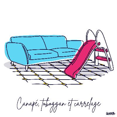 Canapé, toboggan et carrelage