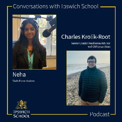 Coastal Resilience Advisor and OI, Charles Krolik-Root quizzed by sixth form student Neha