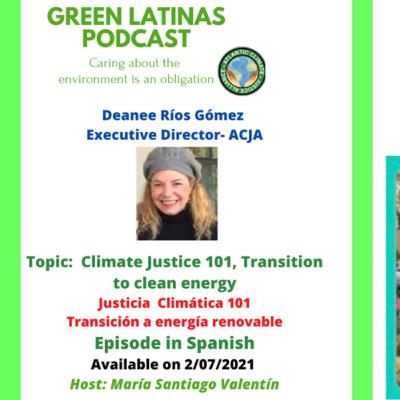 Justicia climática, energía limpia y renovable en arroz &habichuelas ACJA Exc.Director Deanee Ríos