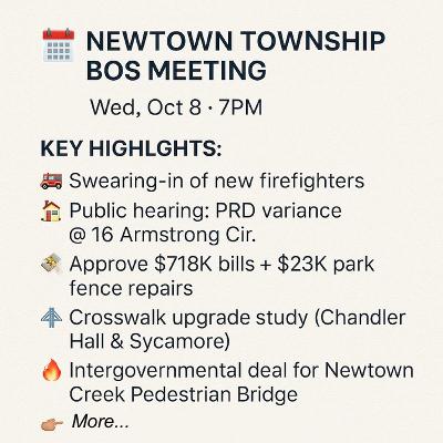 8 October 2025 Newtown BOS Meeting Highlights