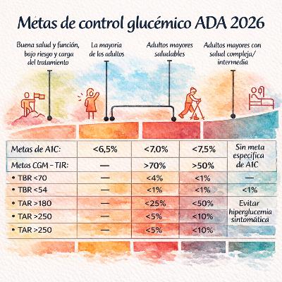 Metas de control glucémico, Estándares de Atención en Diabetes 2026