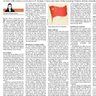 The Hindu Editorial - "The stand-off and China's India policy dilemma".