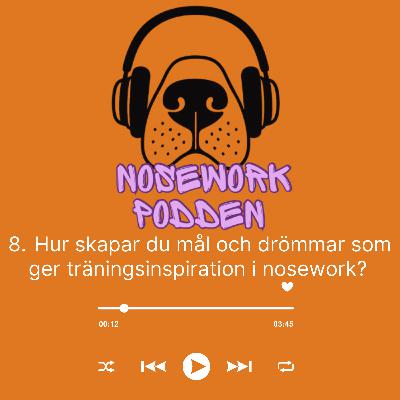 8. Hur skapar du mål och drömmar som ger träningsinspiration i nosework? 8. Hur skapar du mål och drömmar som ger träningsinspiration i nosework?