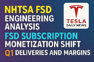 2026-03-22 Tesla News - NHTSA FSD Engineering Analysis, FSD Subscription Monetization Shift, Q1 Deliveries And Margins