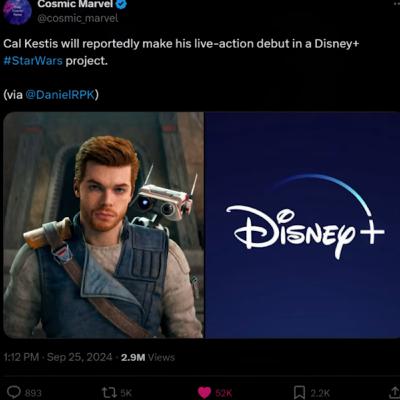 CAL KESTIS Live-action coming to Disney+