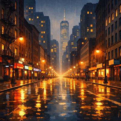 Fall Asleep to a Rainy Night Walk in New York | Sleep Story | Rain Sound | 2 Hours | Human Narrator