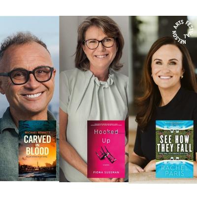 Crime in Context Pukapuka Talks featuring Michael Bennett, Rachel Paris and Fiona Sussman at the 2025 Nelson Arts Festival