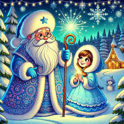 Ded Moroz y Snegúrochka en la Nieve de Invierno