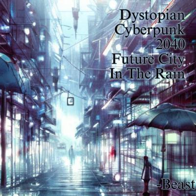 Dystopian Cyberpunk 2040 Future City In The Rain