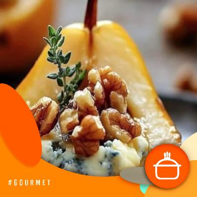 Alvorada Gourmet - Receita de peras assadas, com queijo azul e mel