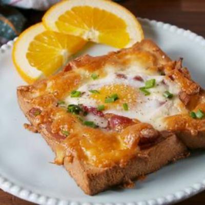 Preparing Cheese Egg Toast