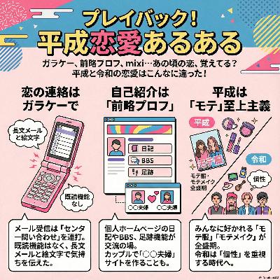 #85 令和の恋は“効率化”しすぎ？平成恋愛のヤバすぎる熱量を語る回平成恋愛あるある :全略プロフ、ミクシィ、彼氏の名前入り