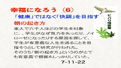 幸福になろう（6）「『健康』ではなく『快調』を目指す」
