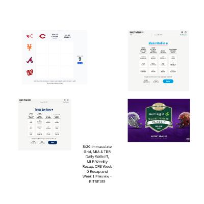 8/26 Immaculate Grid, MIA & TBR Daily Walkoff, MLB Weekly Recap, College Football Week 0 Recap and 1 Preview 8/26 Immaculate Grid, MIA & TBR Daily Walkoff, MLB Weekly Recap, College Football Week 0 Recap and 1 Preview
