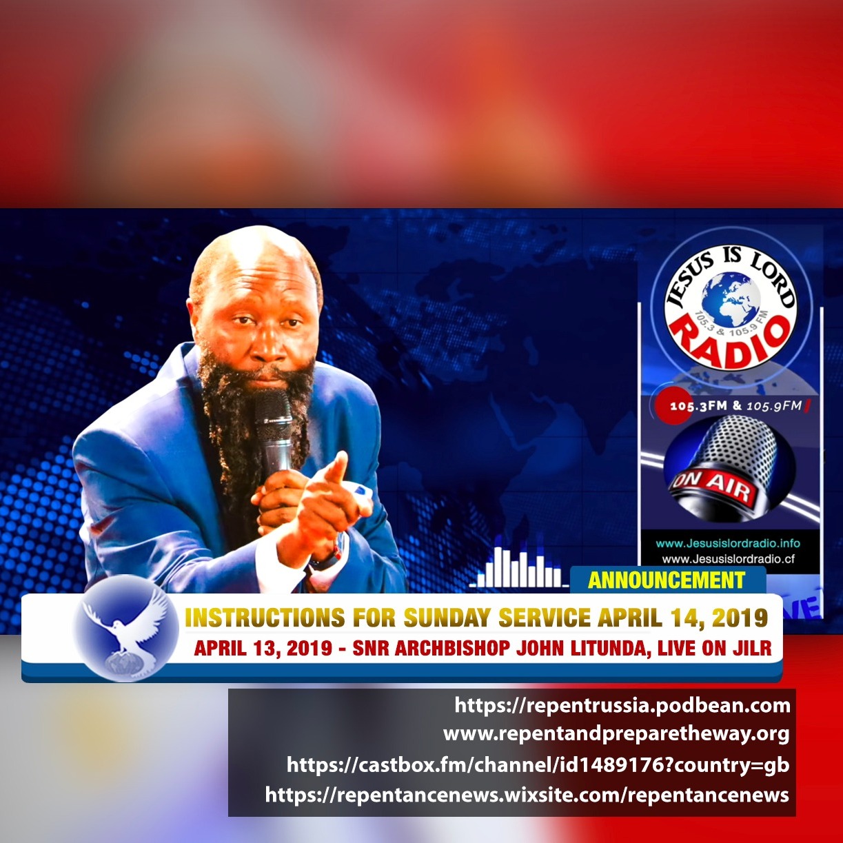 EPISODE 515 - 13APR2019 - INSTRUCTIONS FOR SUNDAY SERVICE APRIL 14, 2019 - SNR ARCHBISHOP JOHN LITUNDA episode artwork