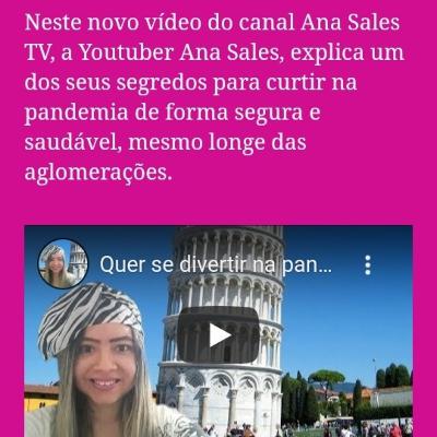 Vídeo novo no canal Ana Sales TV: Como se divertir na pandemia, mesmo sem poder ir pra balada